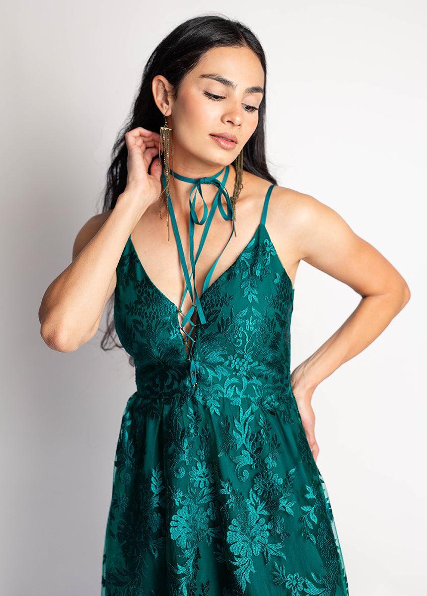 Holli Dress in Ocean Teal Female Product Image