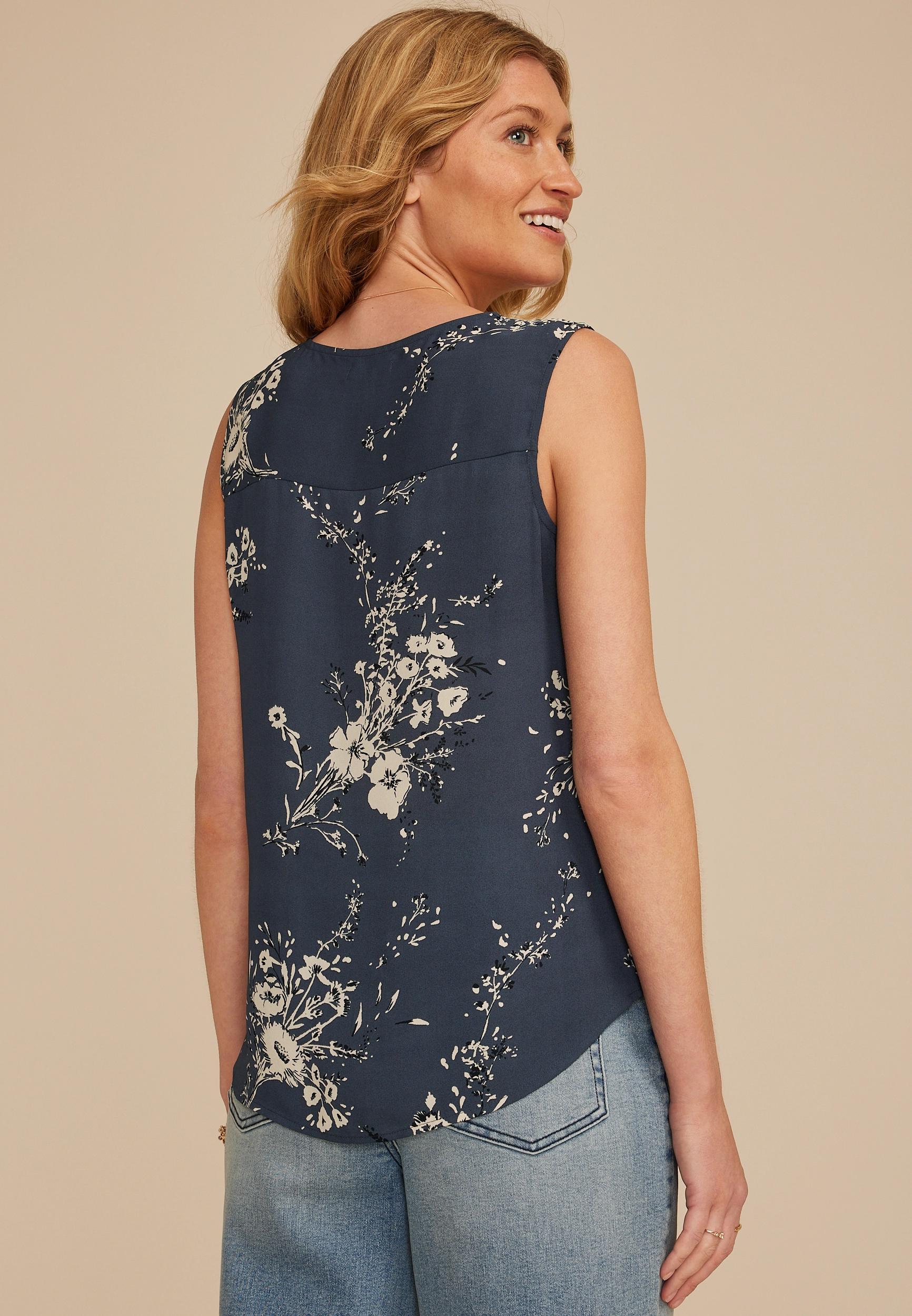 Maurices Womens Large Size Floral V Neck Tank Top Product Image