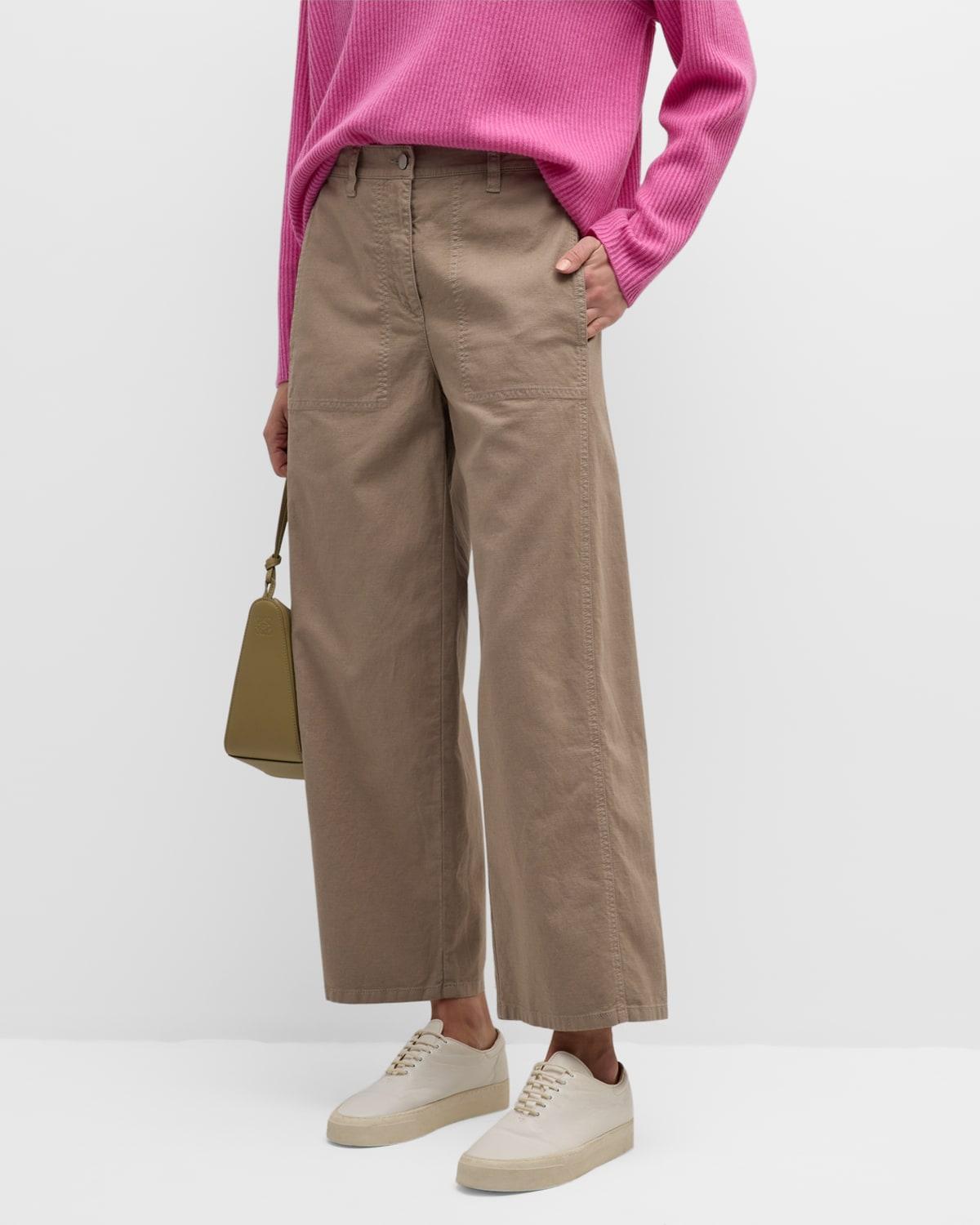 Womens Cotton-Blend Wide-Leg Pants Product Image