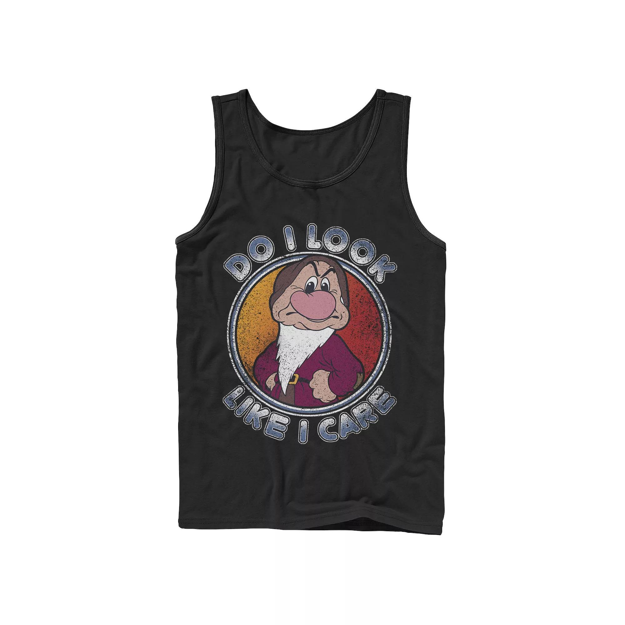 Disney's Snow White Dwarf Grumpy Do I Look Like I Care Men's Tank Top, Size: XL, Black Product Image