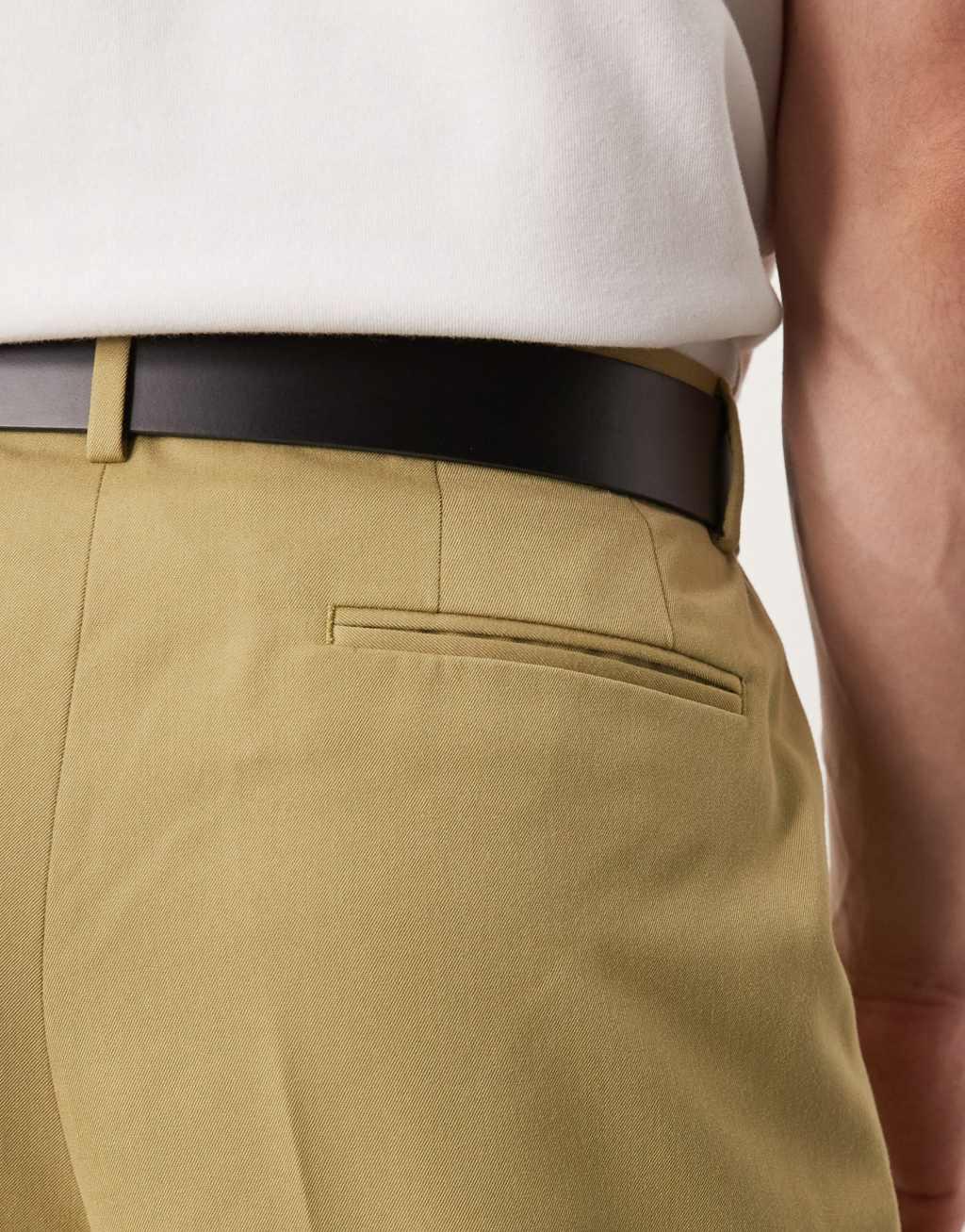 ASOS DESIGN smart wide leg pants with front pleat in camel Product Image