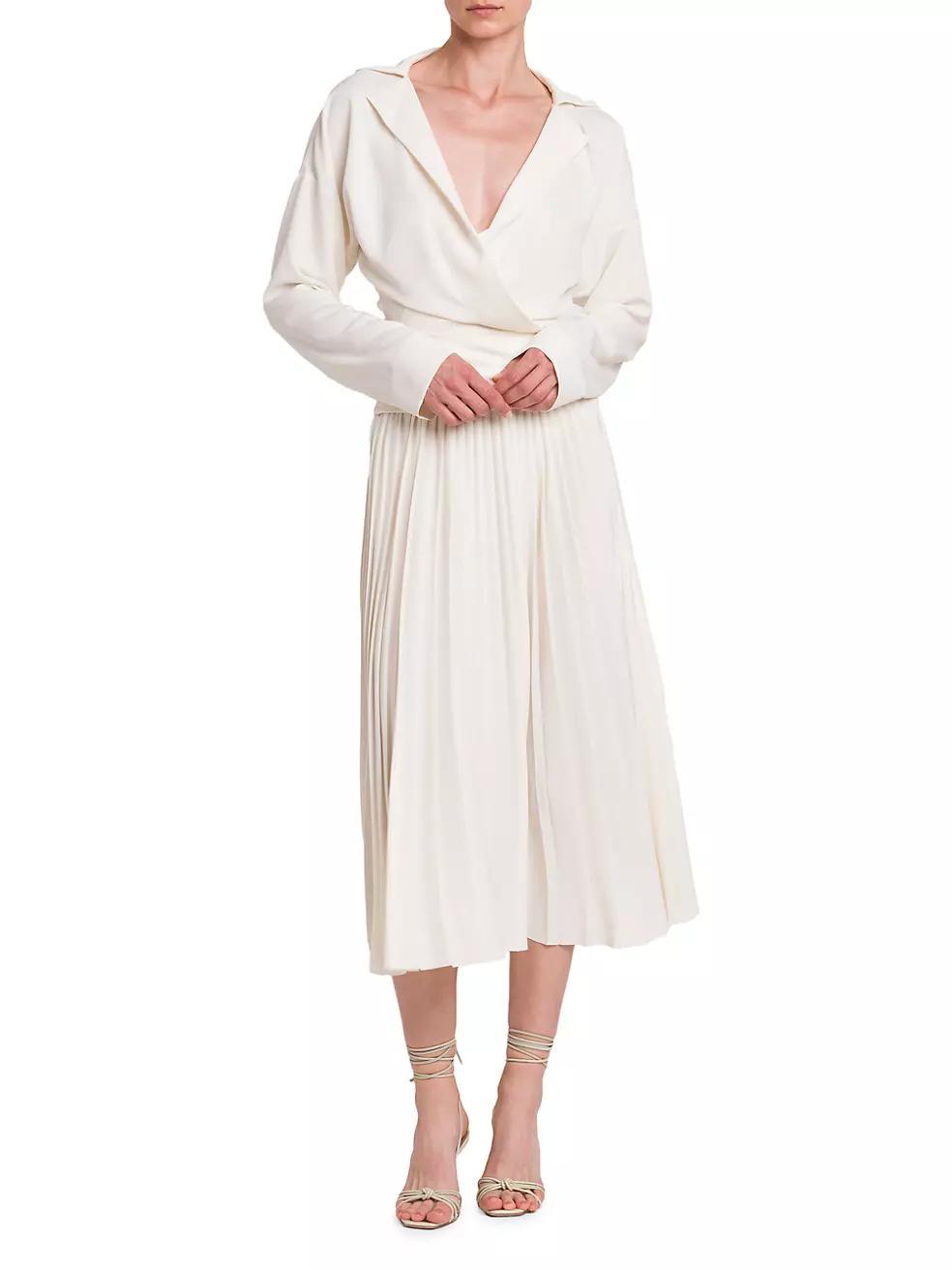 Pleated Crepe Midi-Skirt Product Image