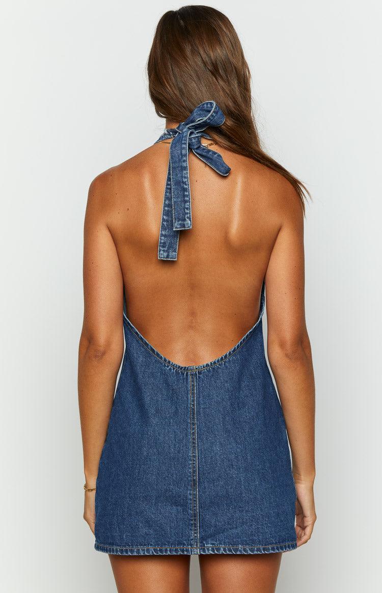 Corbin Denim Halter Neck Mini Dress Product Image