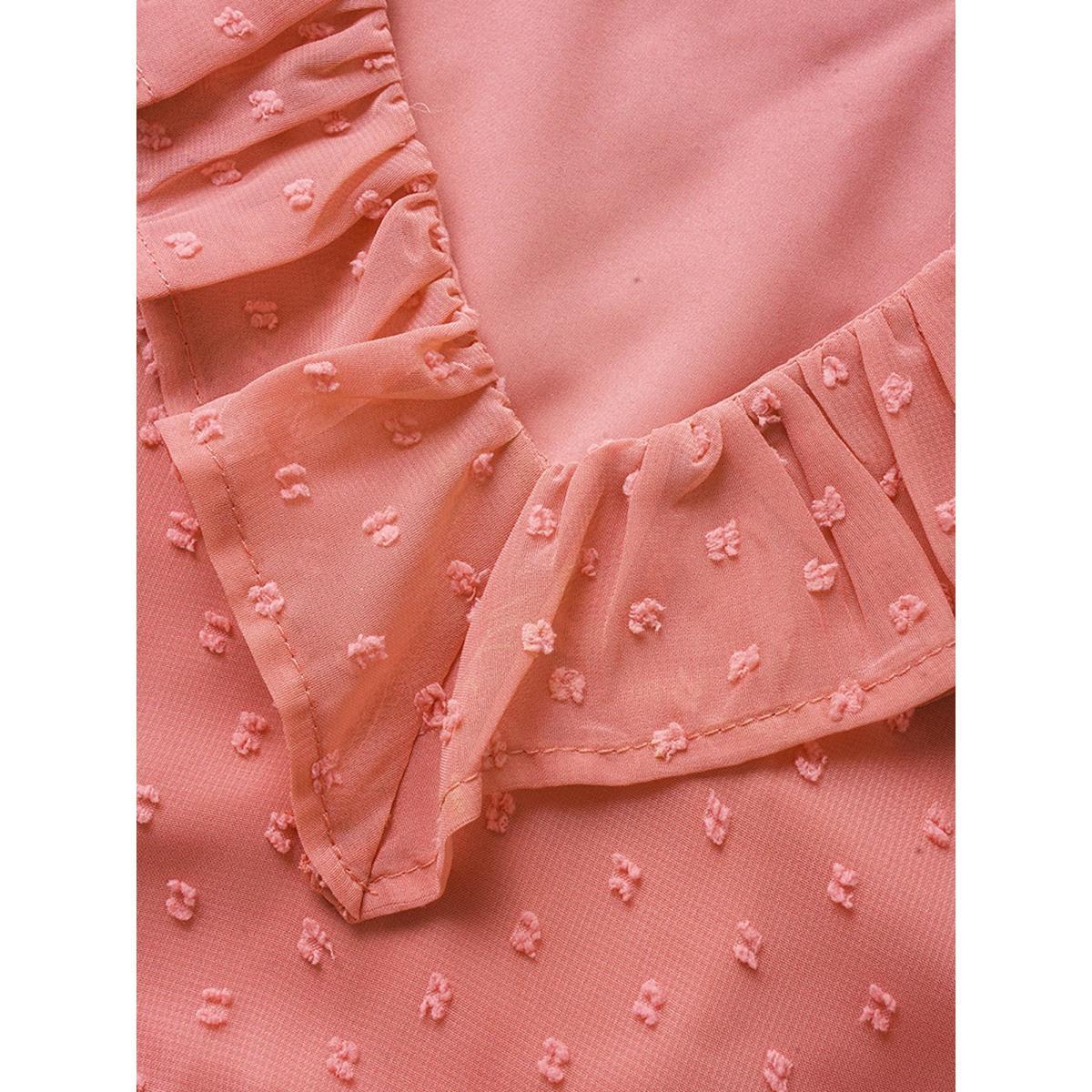 Plus Size Chiffon Plisse Ruffle Cap Sleeve Dress Watermelon Women Elegant Texture V-neck Cap Sleeve Curvy Midi Dress BloomChic 22-24/3X Product Image