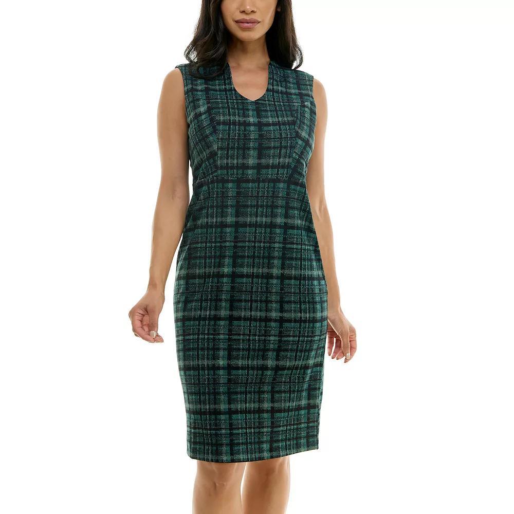Women's Nina Leonard U-Neck Midi Sheath Dress, Size: XL, Black Red Product Image