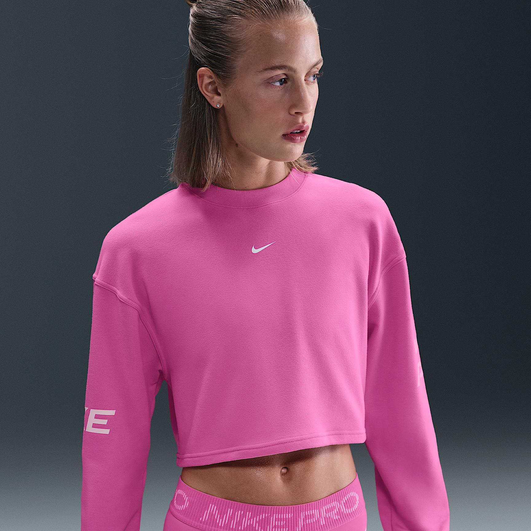 Women's Nike Pro Dri-FIT Loose Crew-Neck French Terry Sweatshirt Product Image