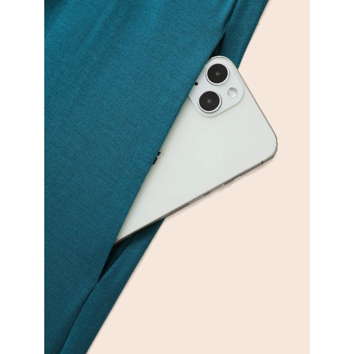 Plus Size Solid Tie Knot Pleated Cap Sleeve Dress Aegean Women Elegant Tie knot V-neck Cap Sleeve Curvy BloomChic 18-20/2X Product Image