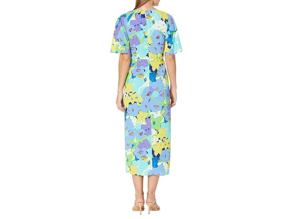 Maggy London Faux Wrap Midi Dress (Soft White/Periwinkle) Women's Dress Product Image