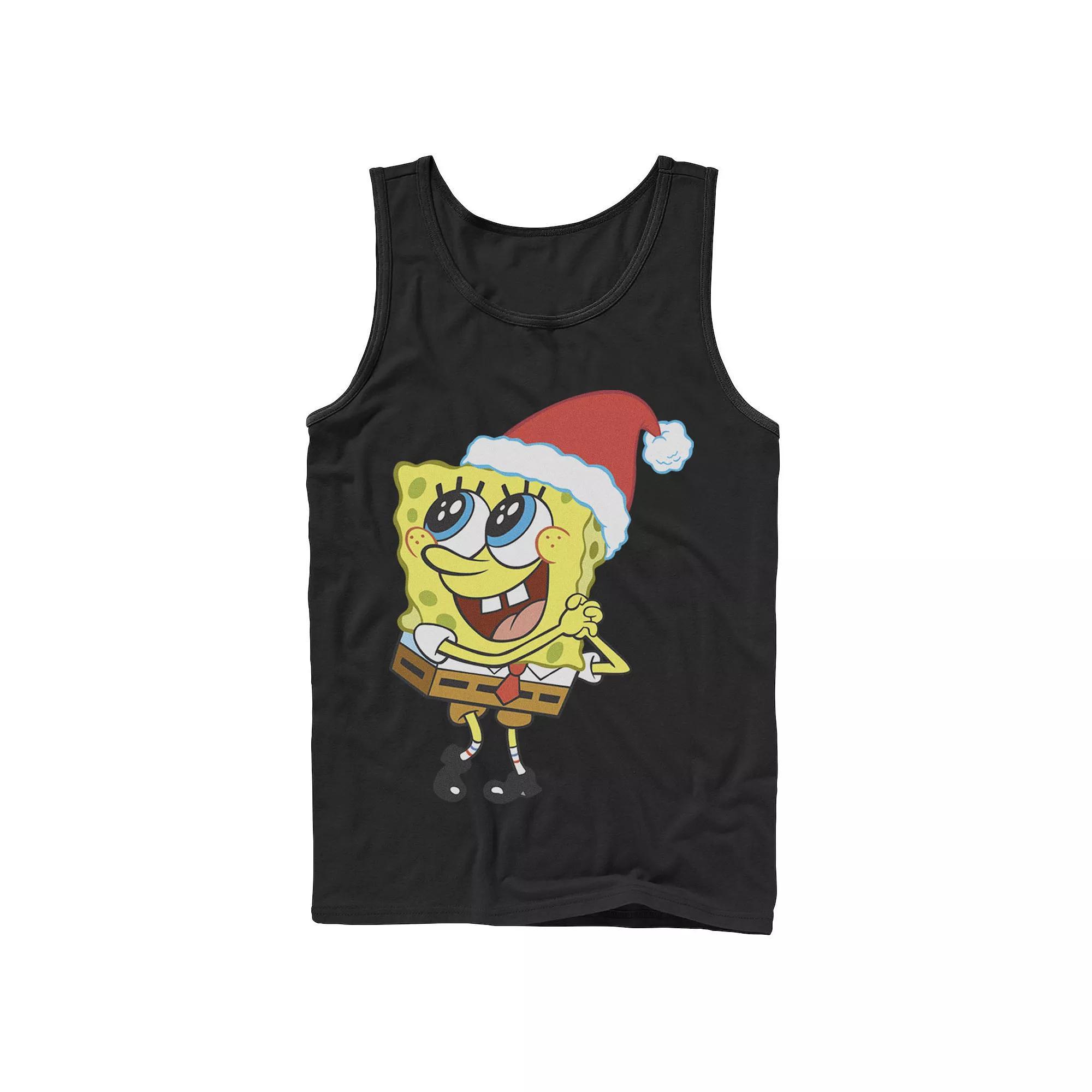 Mens Nickelodeon SpongeBob SquarePants Santa Hat Dreaming Of Christmas Tank Top Product Image
