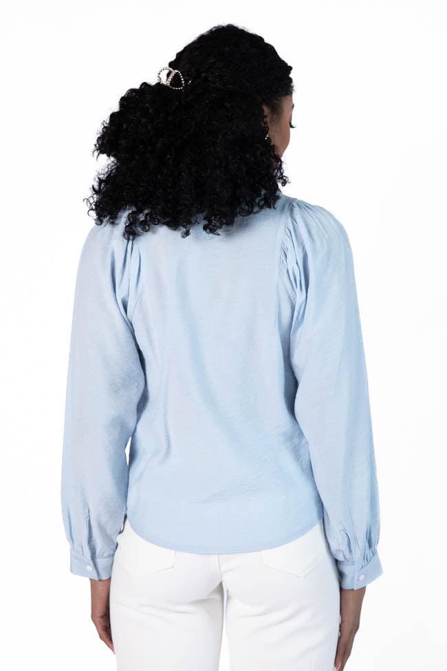 Basic Foundation Blue Button Down Blouse FINAL SALE Product Image