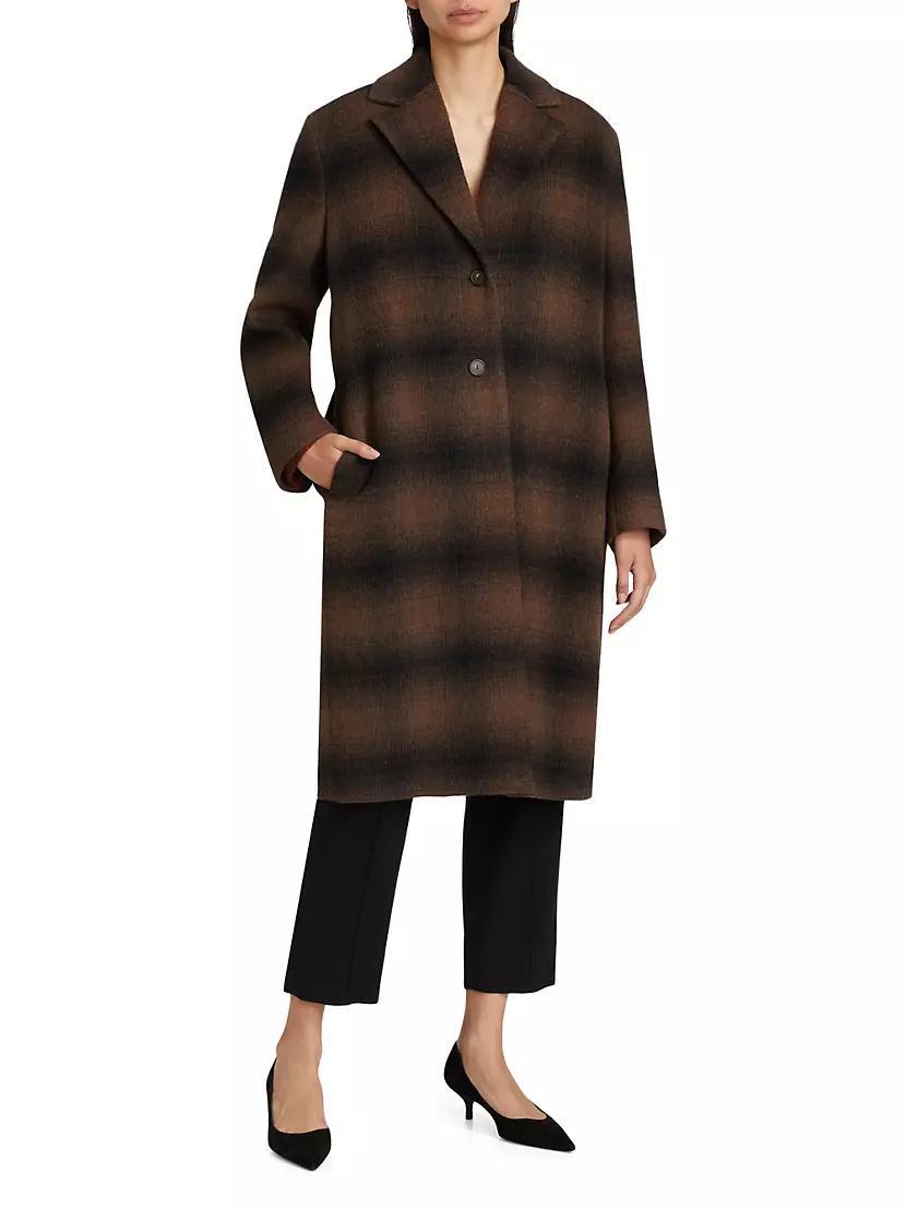 Shadow Plaid Wool-Blend Car Coat Product Image