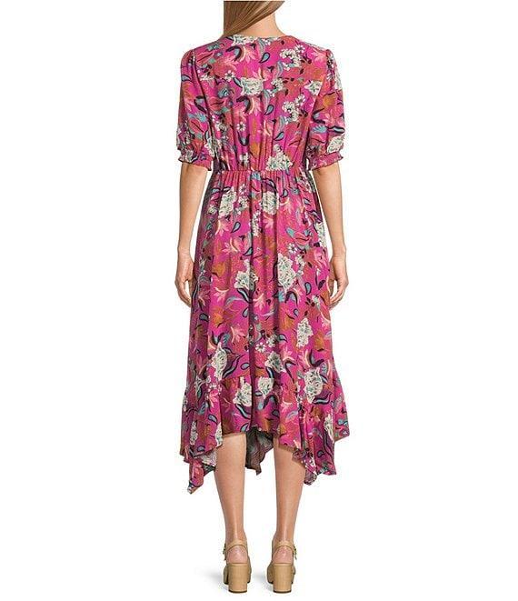 Nurture Petite Size V-Neck Button Maxi Dress Smocked Elbow Sleeves Product Image