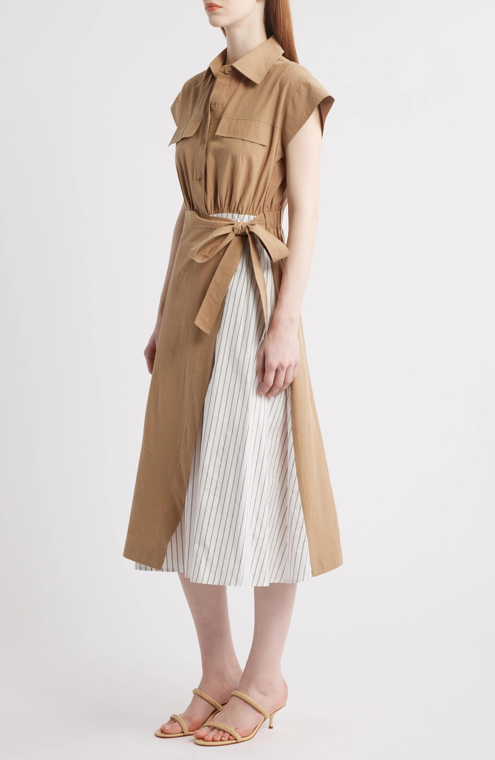 Tie Waist Midi Shirtdress Product Image