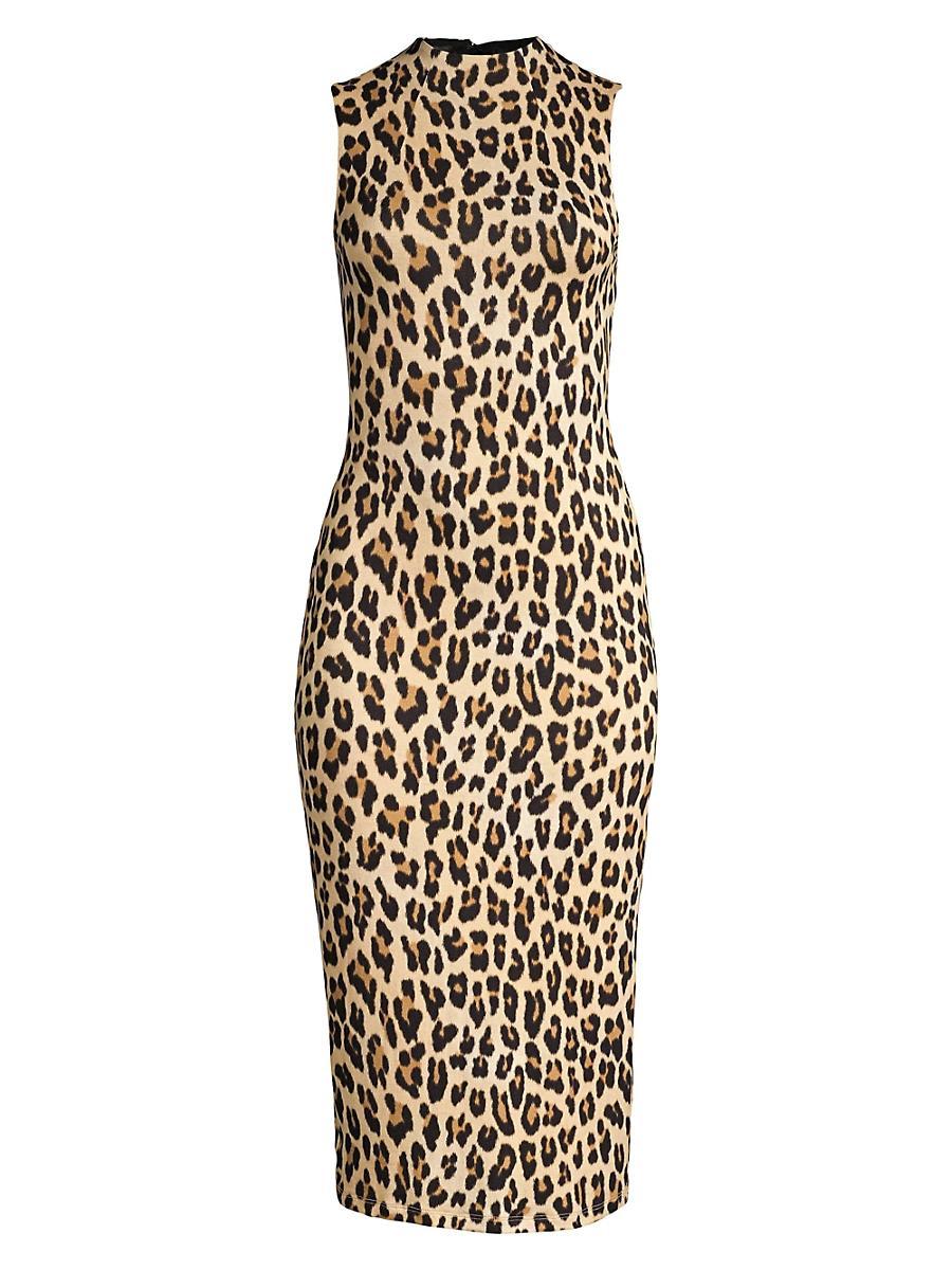Womens Delora Leopard Sleeveless Bodycon Dress Product Image
