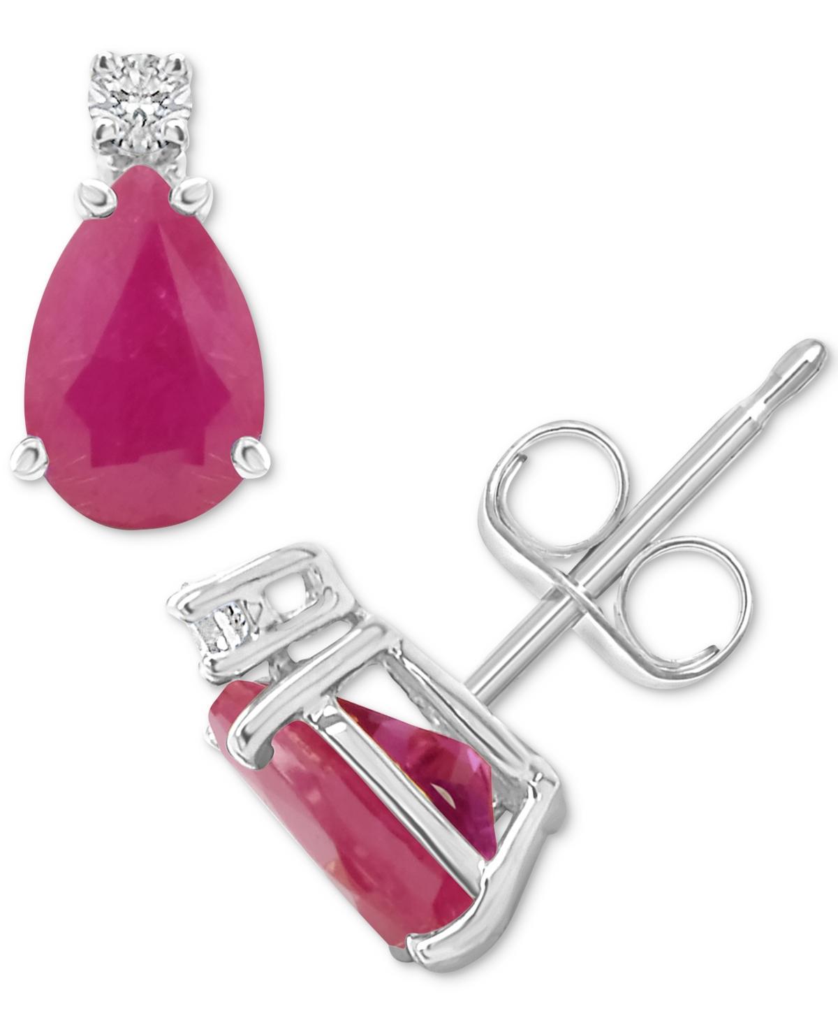 Celebration Gems 14k Gold Pear-Shaped Ruby & Diamond Accent Earrings, Women's, 14k Whgold Product Image