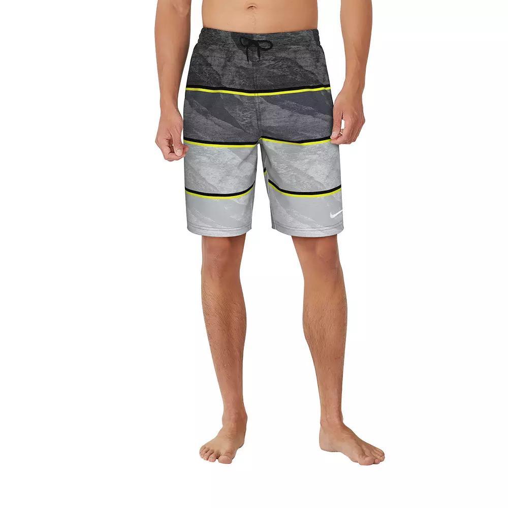 Mens Nike 9 Wave Stripe Swim Trunks Black Navy Product Image