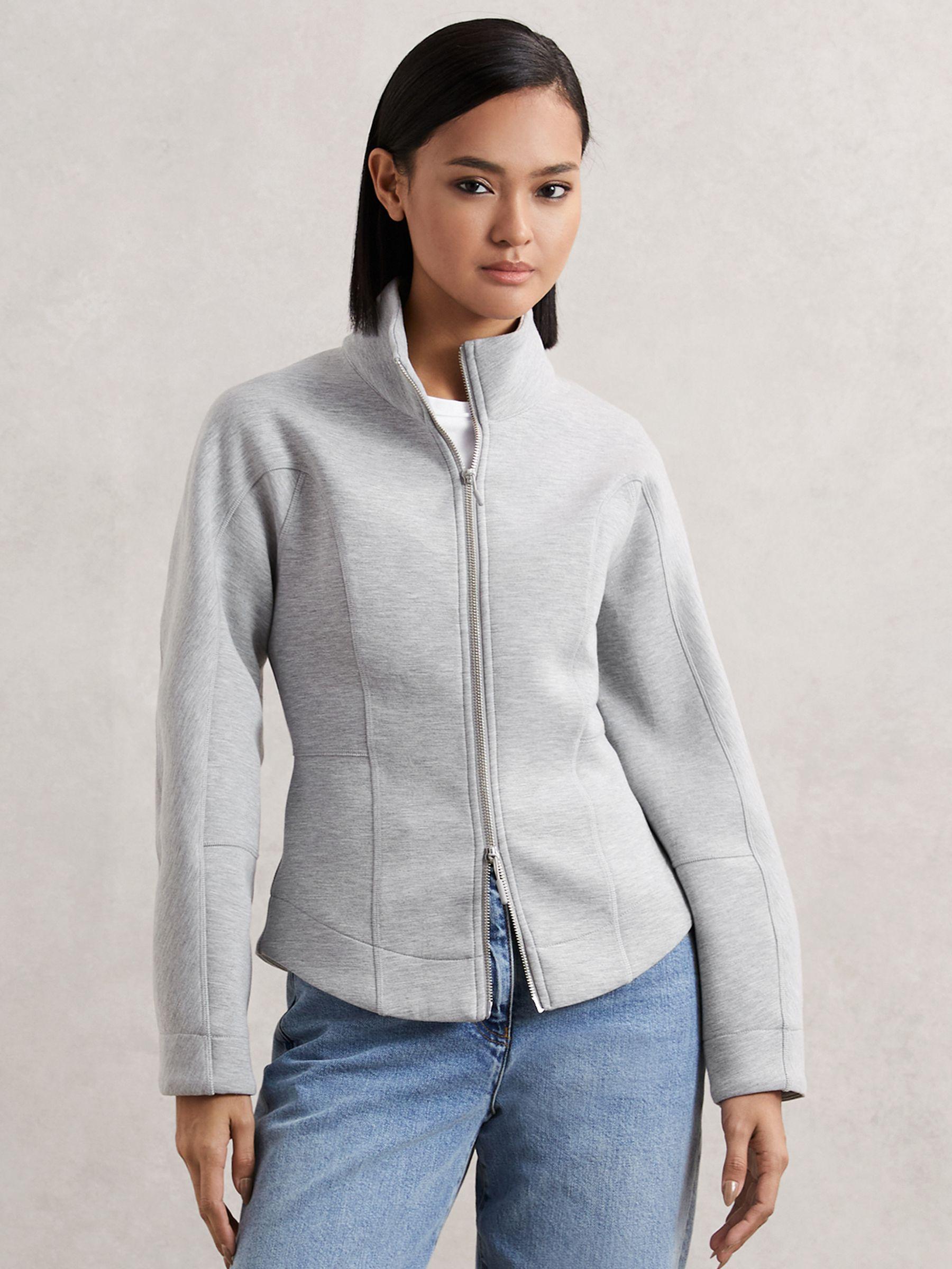Funnel-Neck Zip-Through Sweatshirt in Grey Product Image
