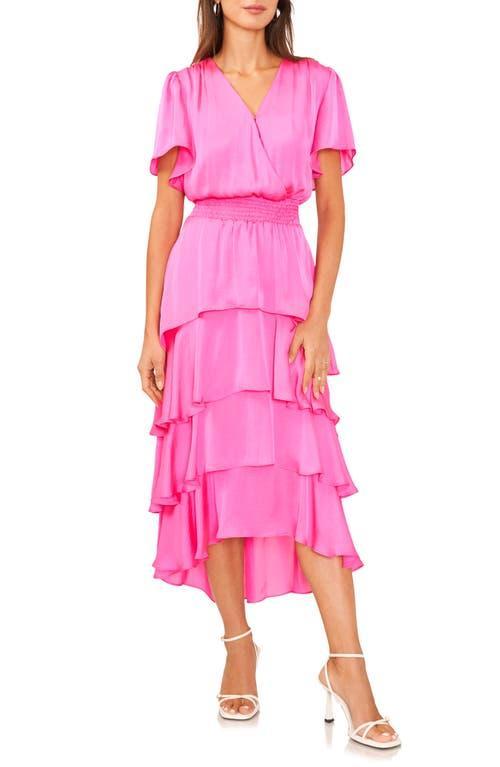 Vince Camuto Four Teir Layered Dress With V Neck (Hot ) Women's Dress Product Image
