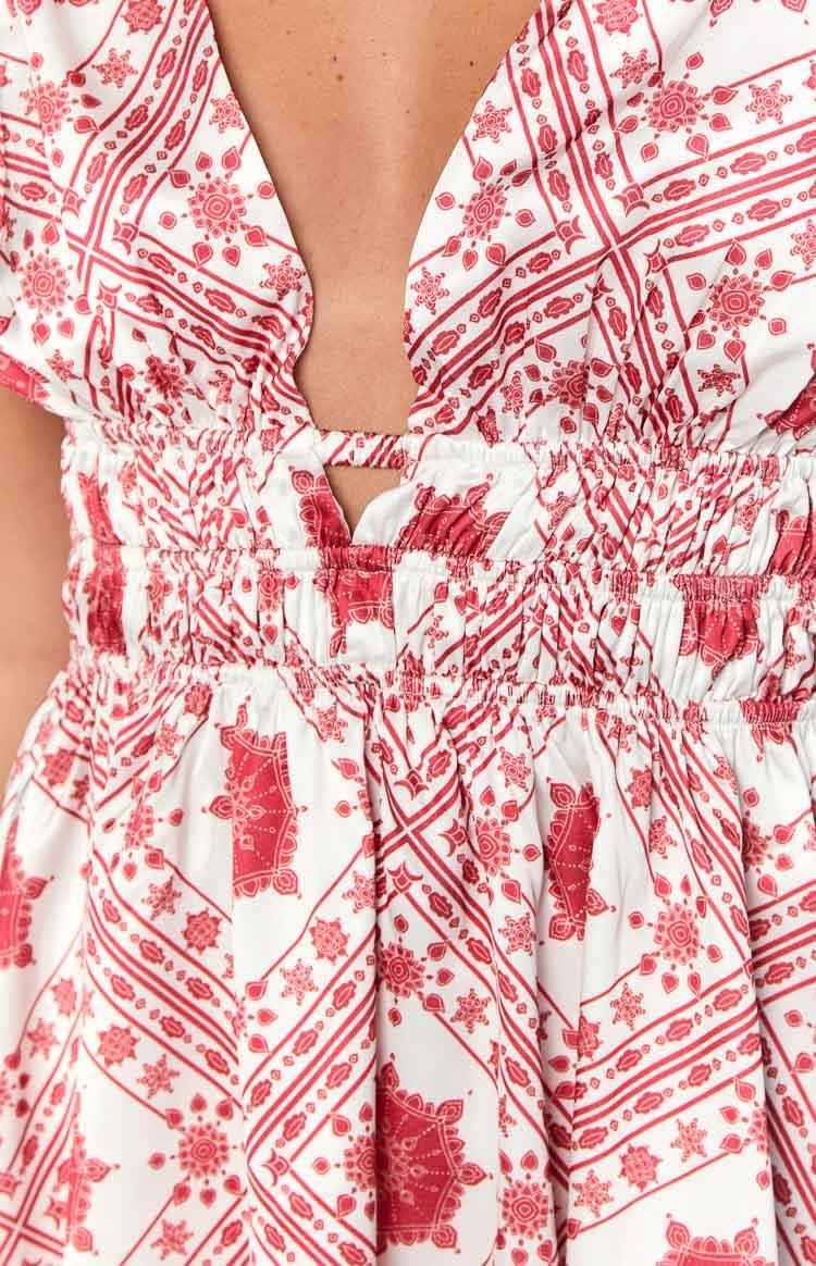 Genovia Red Tile Print Mini Dress Product Image