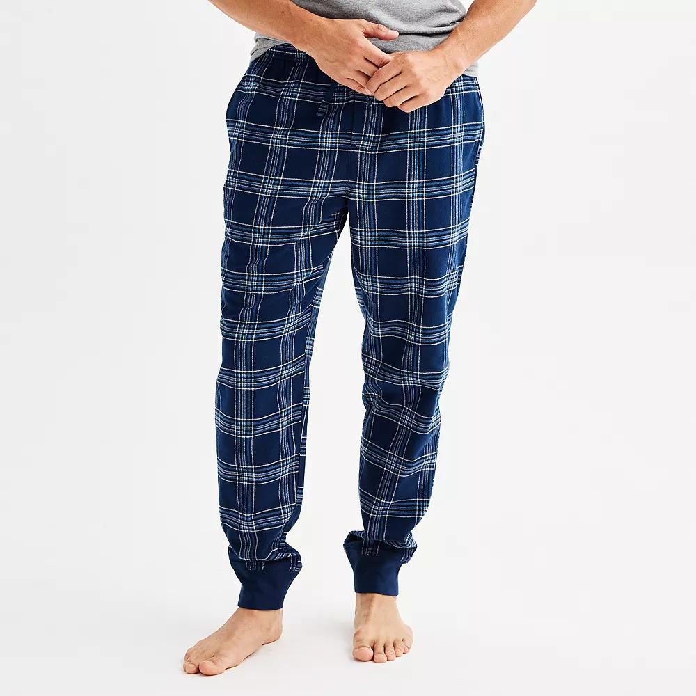 Men's Sonoma Goods For Life® Banded Bottom Flannel Pajama Pants, Size: Large, Black Biege Plaid Product Image
