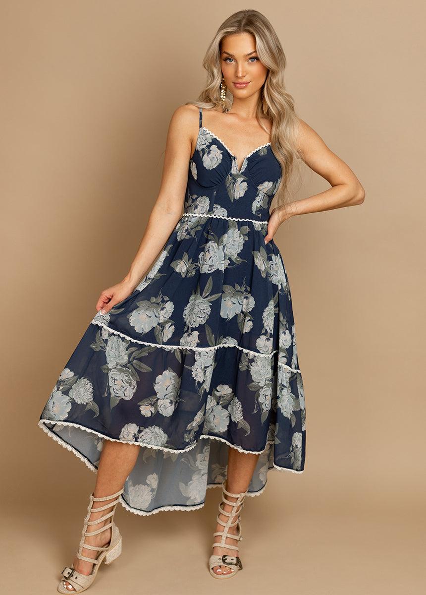 Vola Dress in Large Navy Floral Female Product Image
