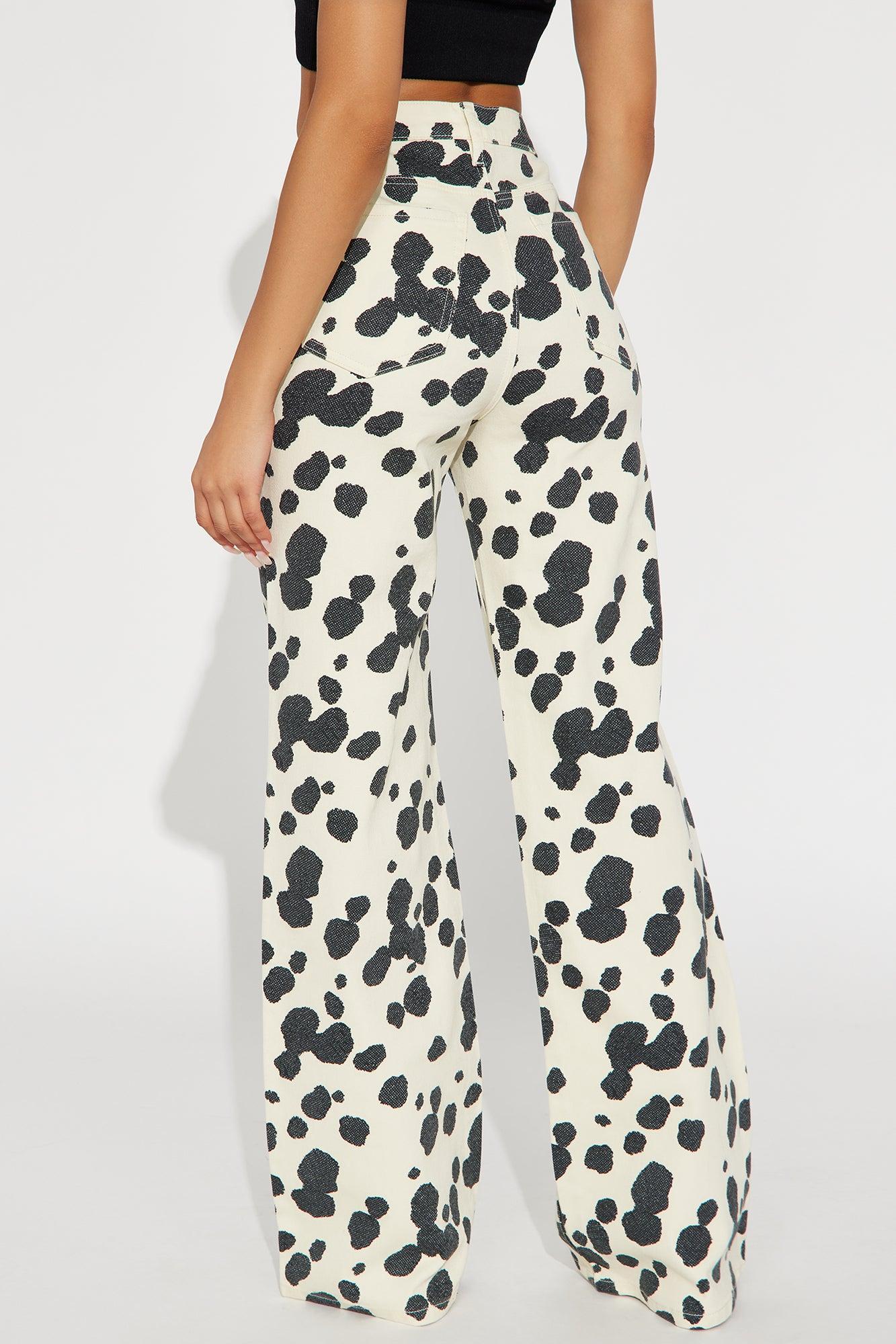 Something Sweet Printed Flare Jeans - Black/White Product Image