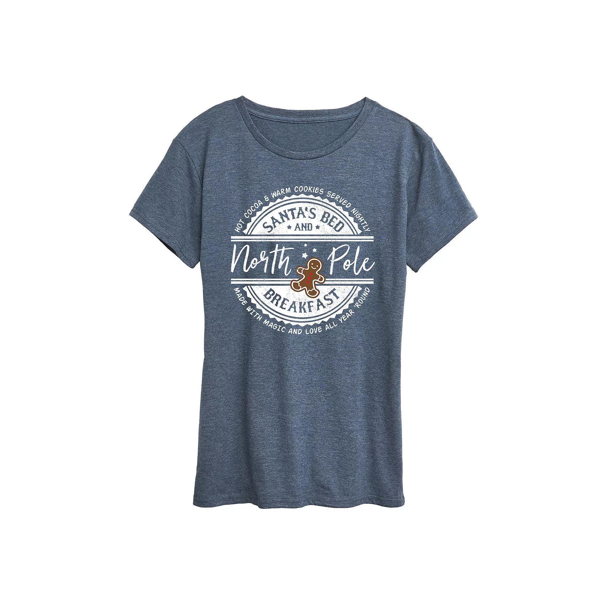 Women's North Pole Bed And Breakfast Graphic Tee, Girl's, Size: Medium, Grey Blue Product Image