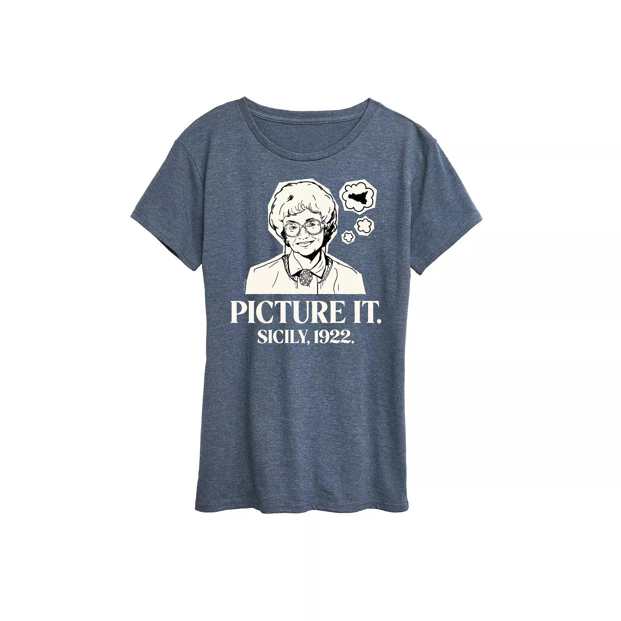 Womens Golden Girls Sophia Picture It Sicily Graphic Tee, Girls Grey Blue Product Image