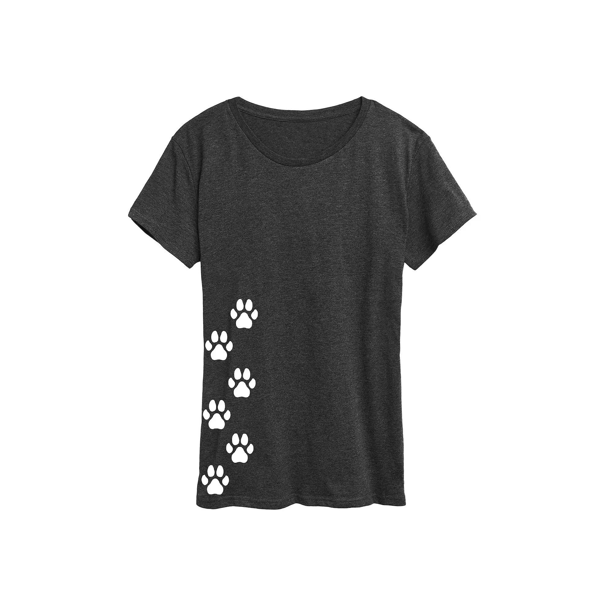 Women's Vertical Pawprints Graphic Tee, Size: XXL, Heather Grey Product Image