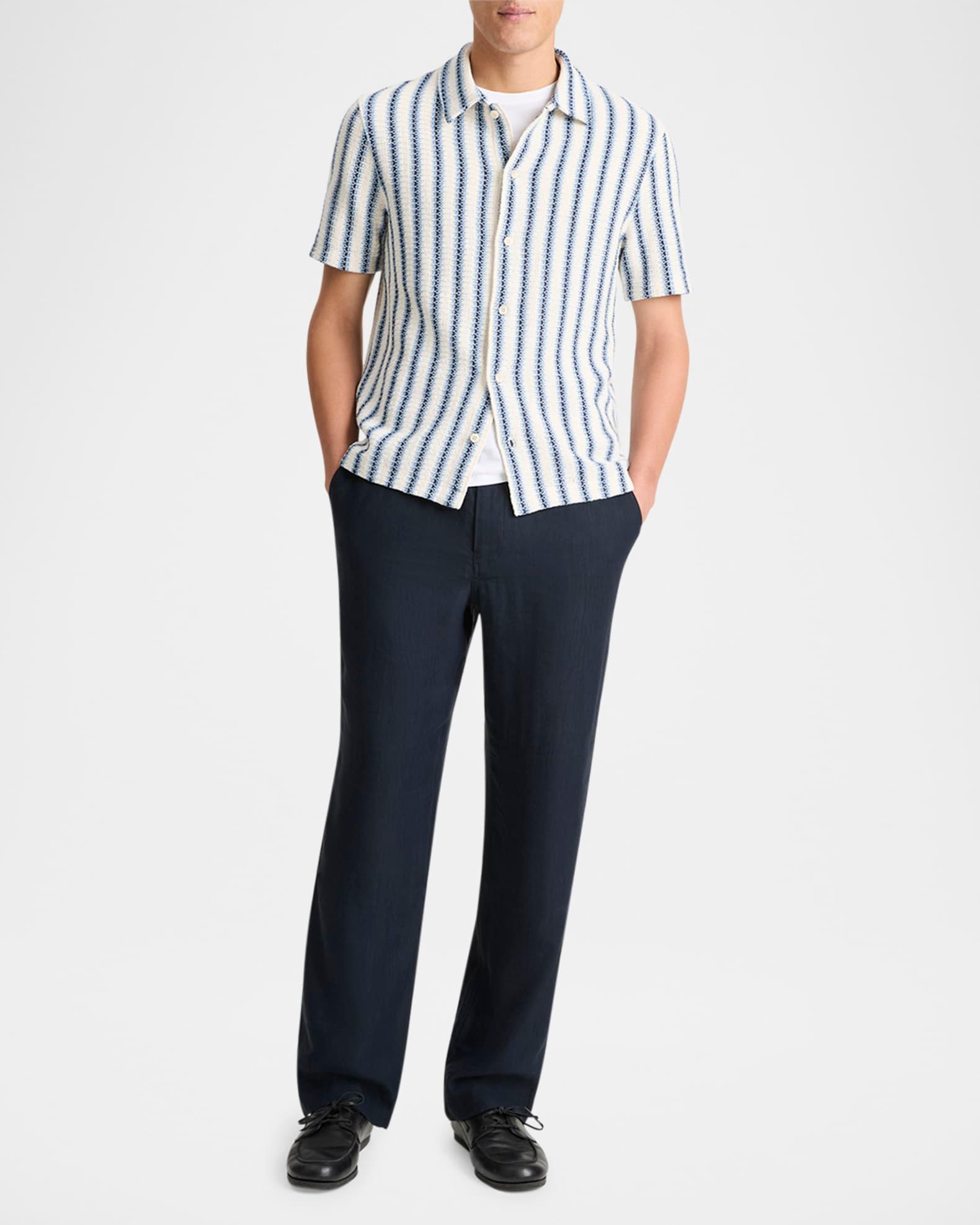 Men's Striped Knit Button-Down Shirt Product Image