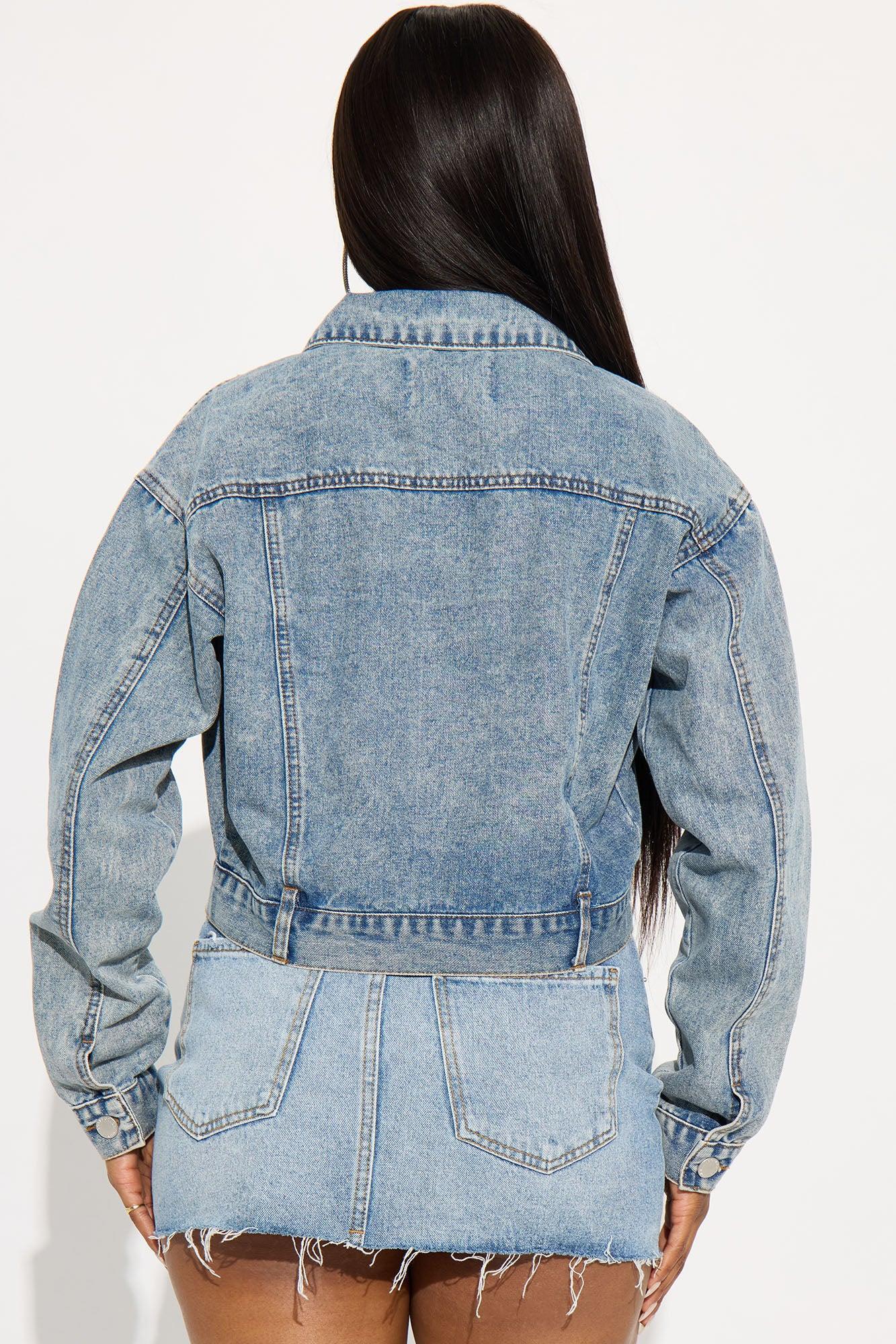 Watch Me Shine Embellished Denim Jacket - Medium Wash Product Image
