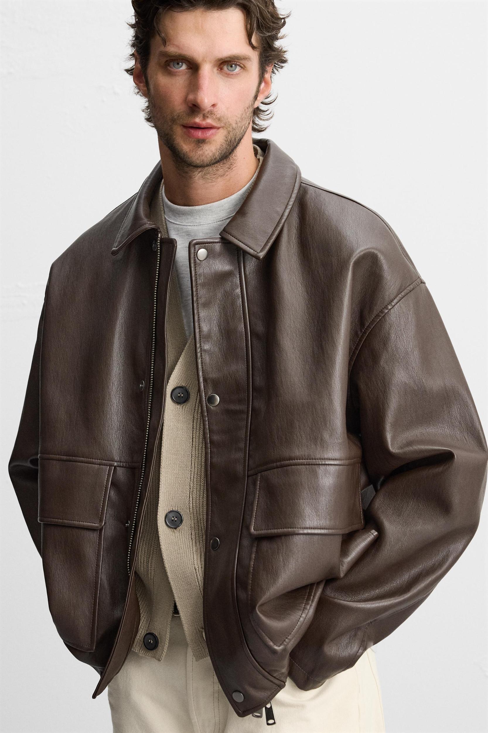 FAUX LEATHER POCKET JACKET Product Image