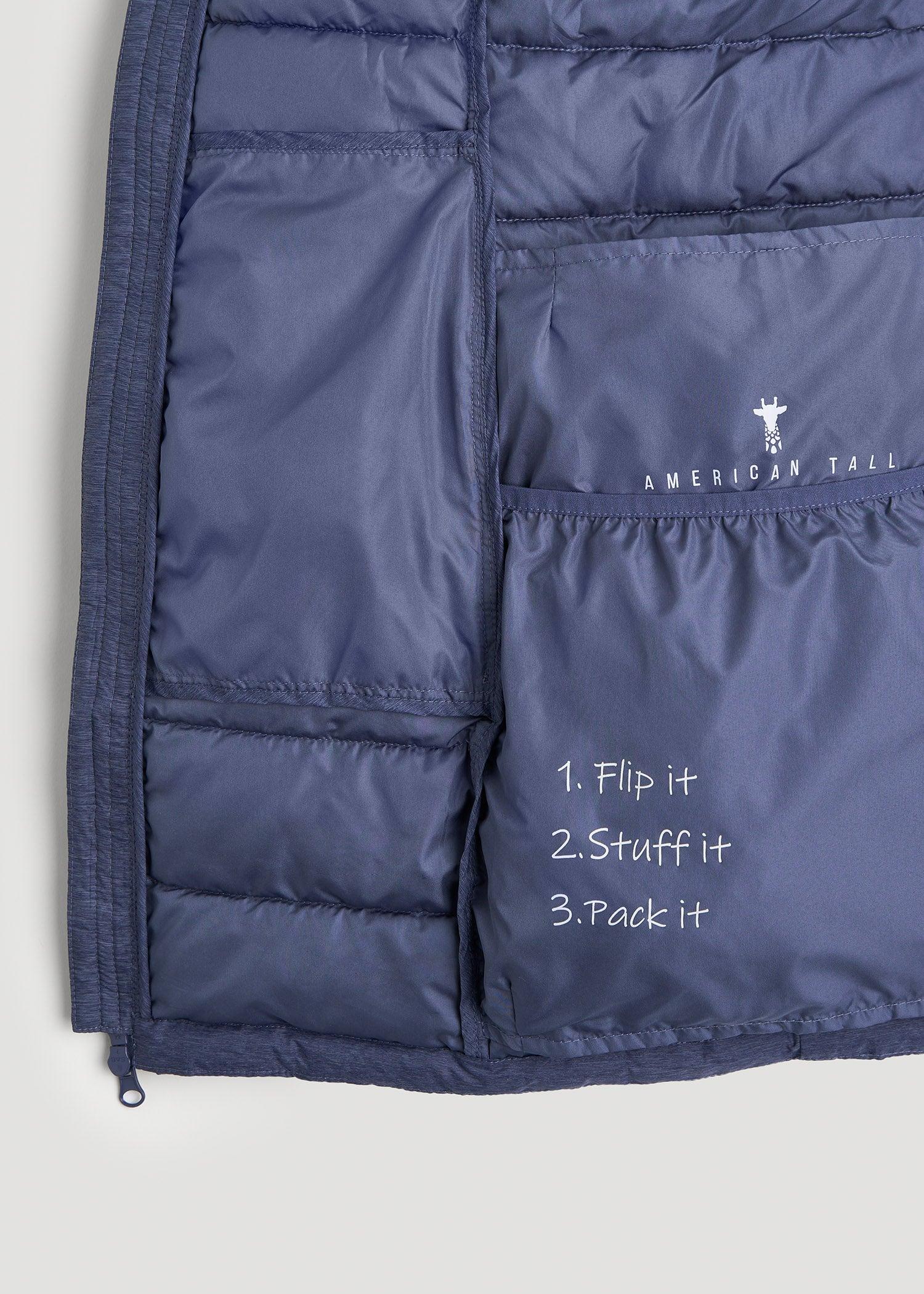 Packable Puffer Jacket for Tall Women in Blue Space Dye Product Image