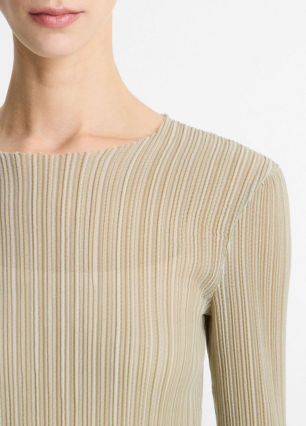 Womens Pleated Long-Sleeve Crew Neck Dress, Dark Jade Water Combo, Size L Vince Product Image
