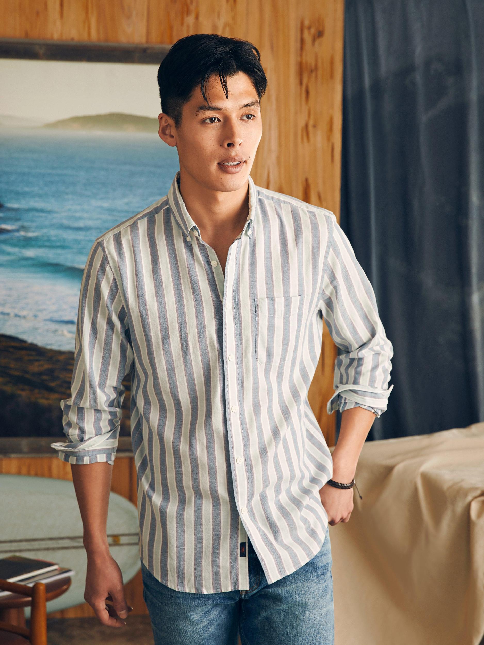 Supima Oxford Shirt - Coastal Skies Stripe Male Product Image