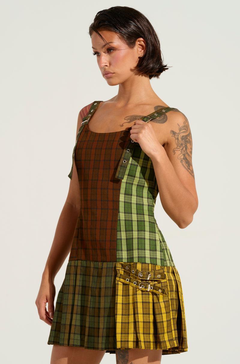 PLAYTIME IS OVER PLAID MINI DRESS Product Image