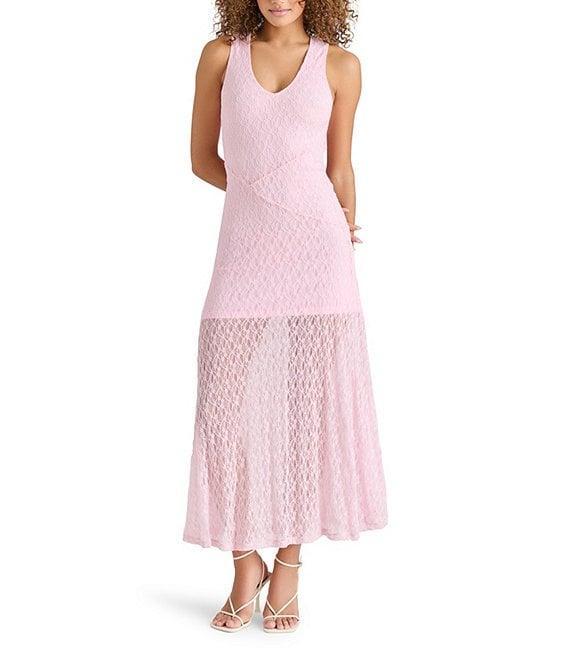 Steve Madden Theo V Neck Sleeveless Lace Maxi Dress Product Image