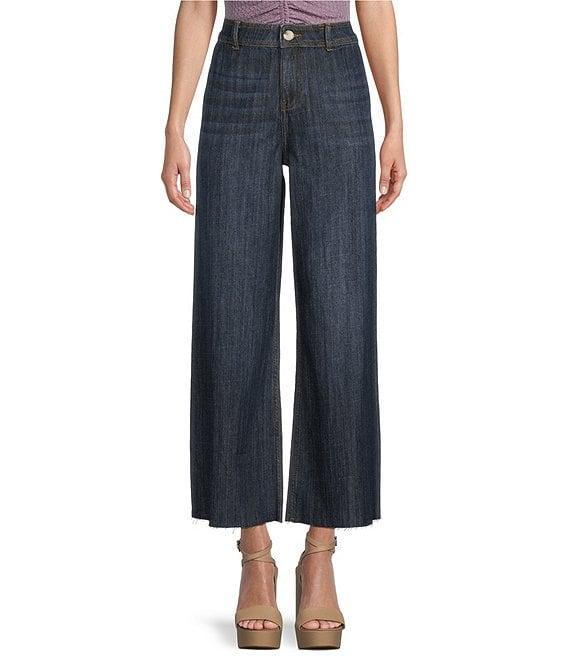 Prosperity Denim High Rise Wide Leg Raw Hem Trouser Jeans Product Image