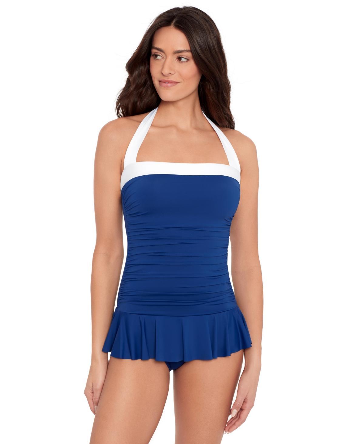 Lauren Ralph Lauren Bel Air Skirted Bandeau One-Piece (Sapphire) Women's Swimsuits One Piece Product Image