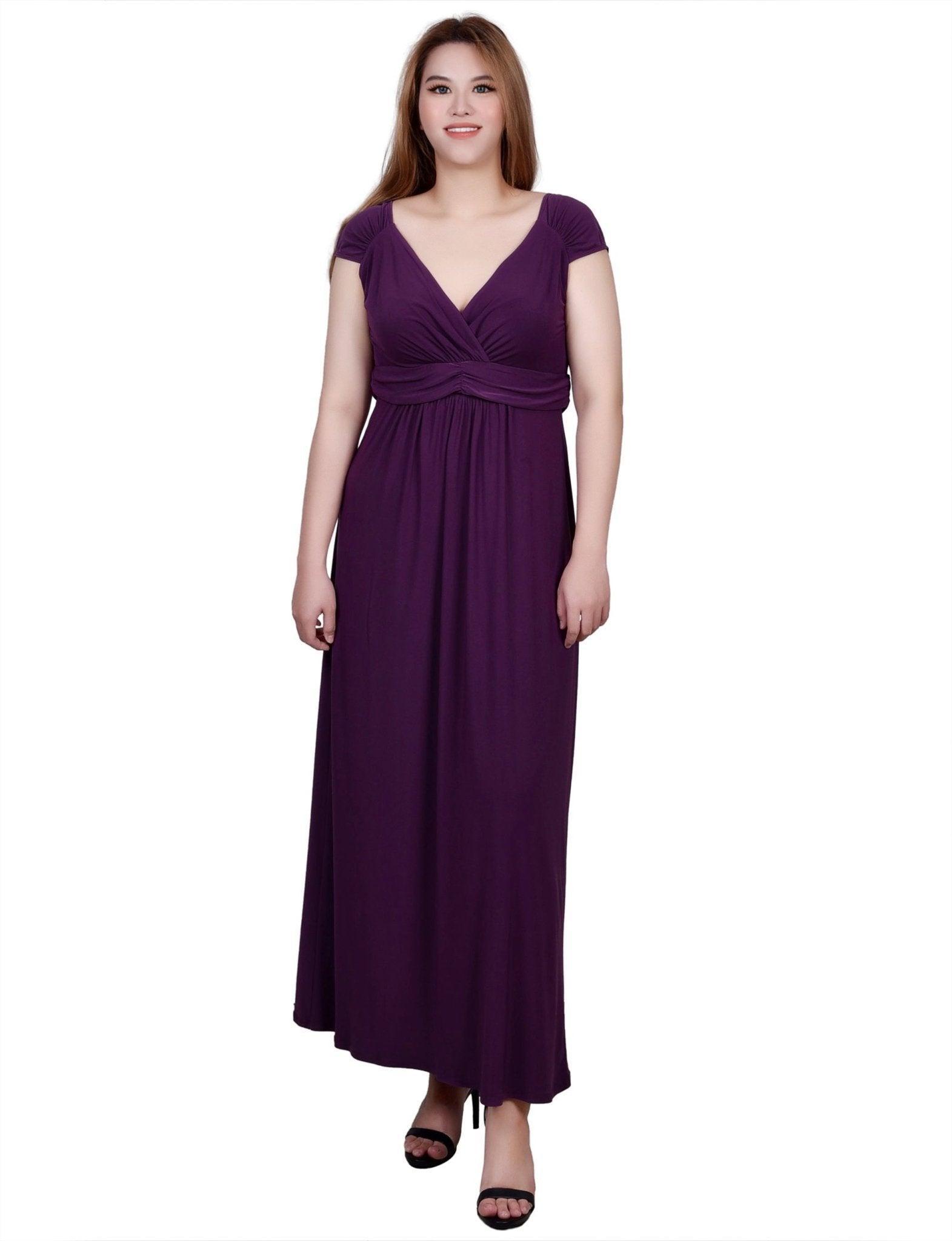 Ruched Empire-Waist Maxi Dress - Petite Product Image
