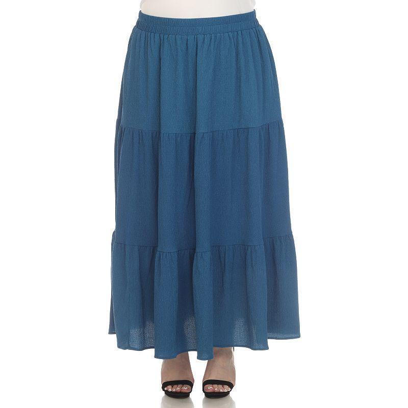 White Mark Plus Size Pleated Tiered Maxi Skirt Product Image