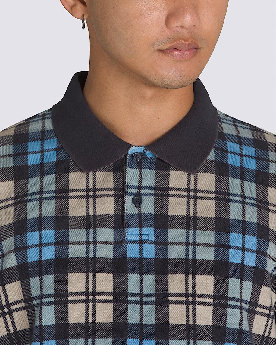 Bellmoor Plaid Polo Shirt in Parisian Night Blue / London Fog Grey| Vans US Product Image