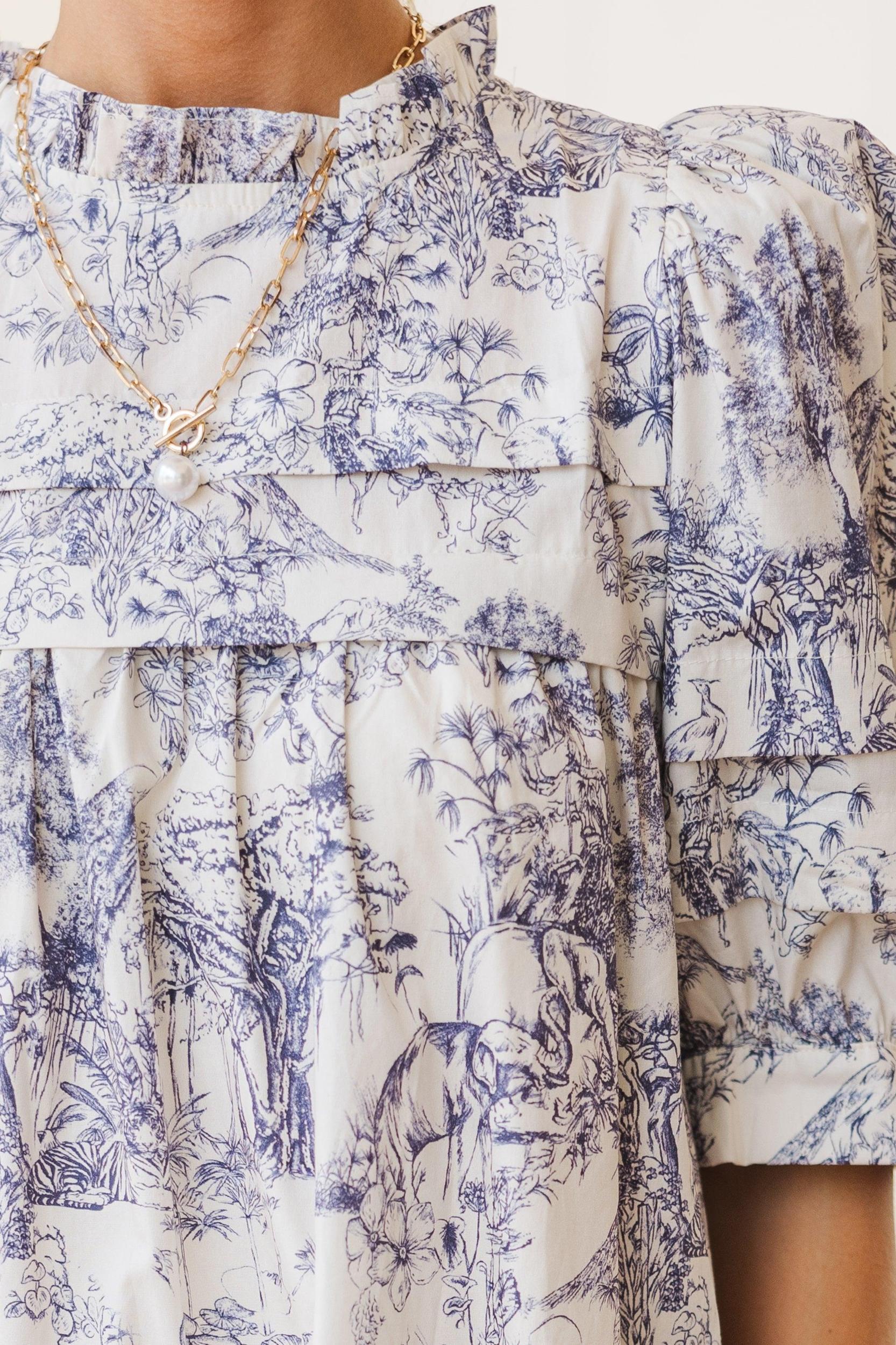 Spend Your Day Slate Toile Dress Female Product Image