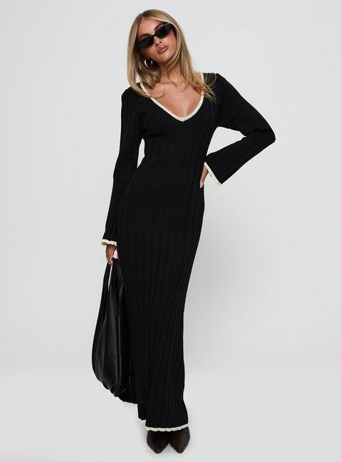 Claira Long Sleeve Maxi Dress Black Product Image