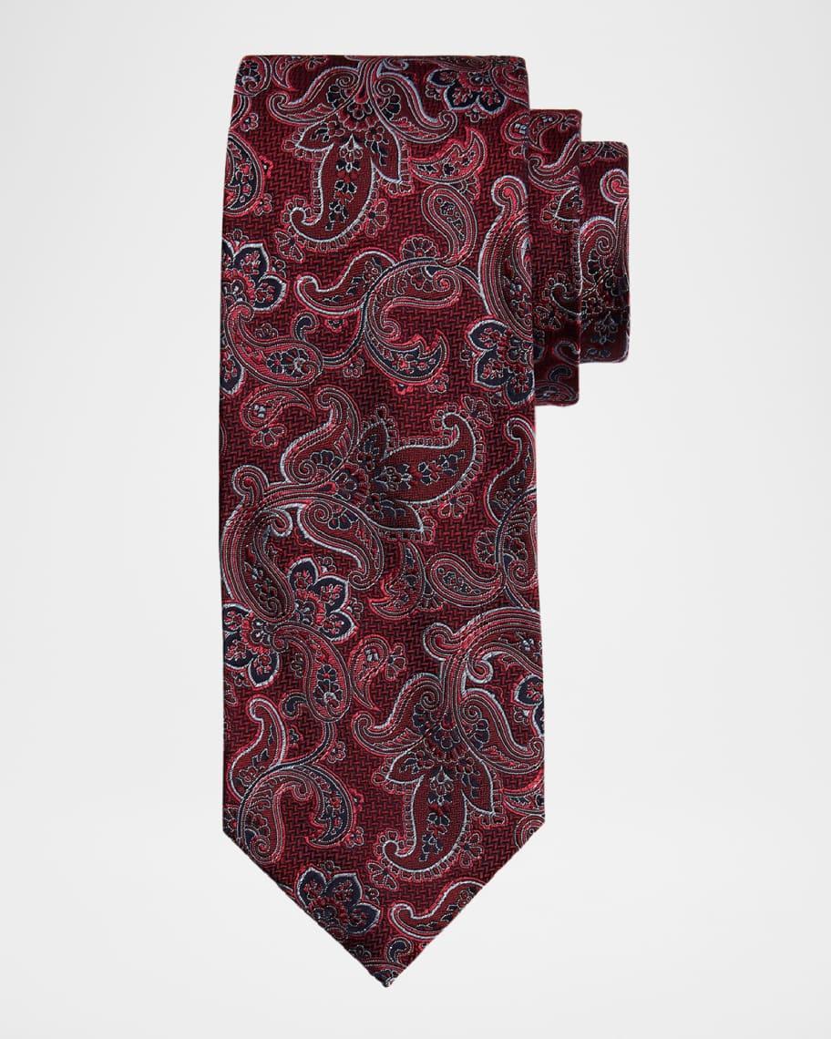 Mens Woven Paisley Silk Tie Product Image