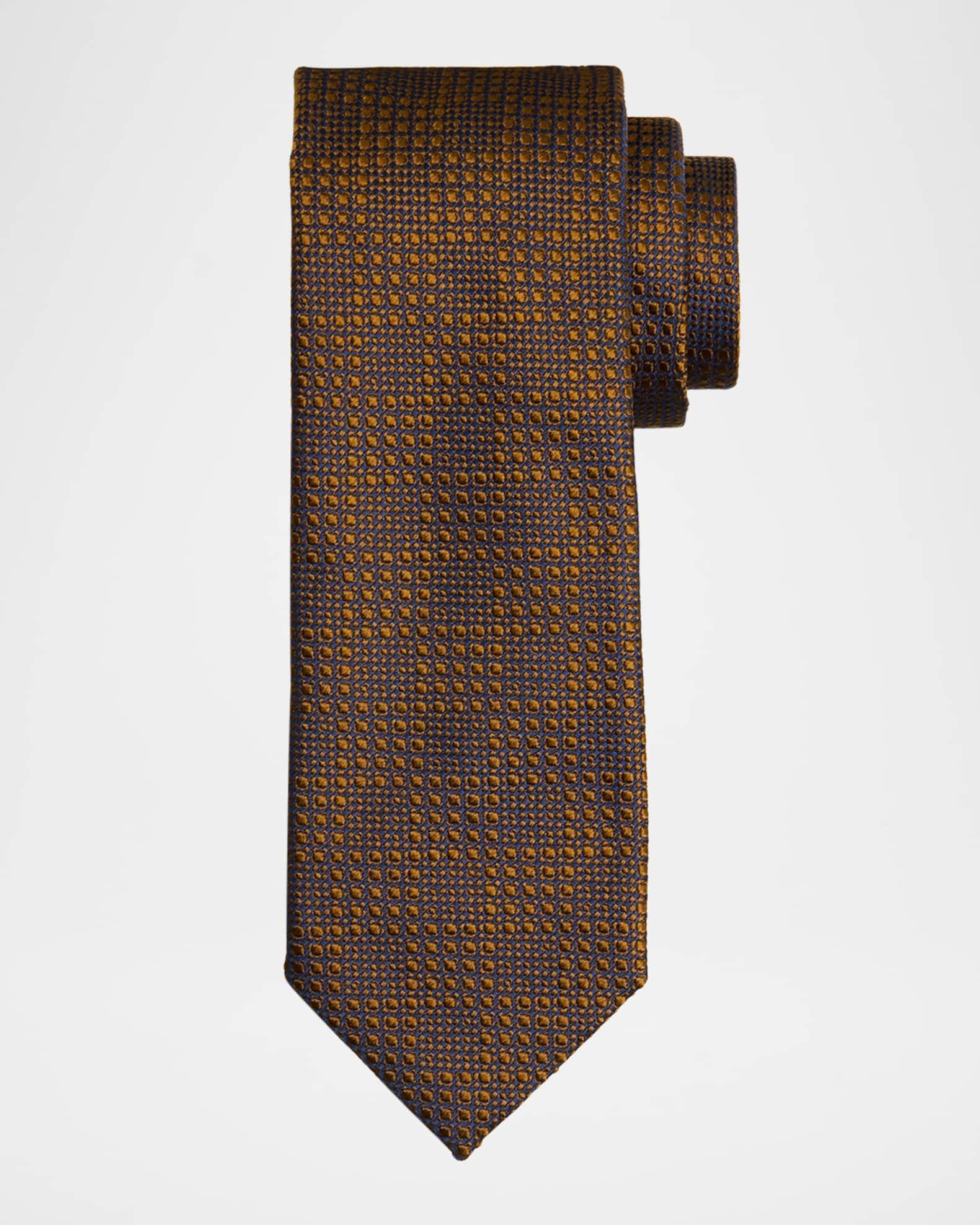 Men's Textured Check Jacquard Silk Tie Product Image