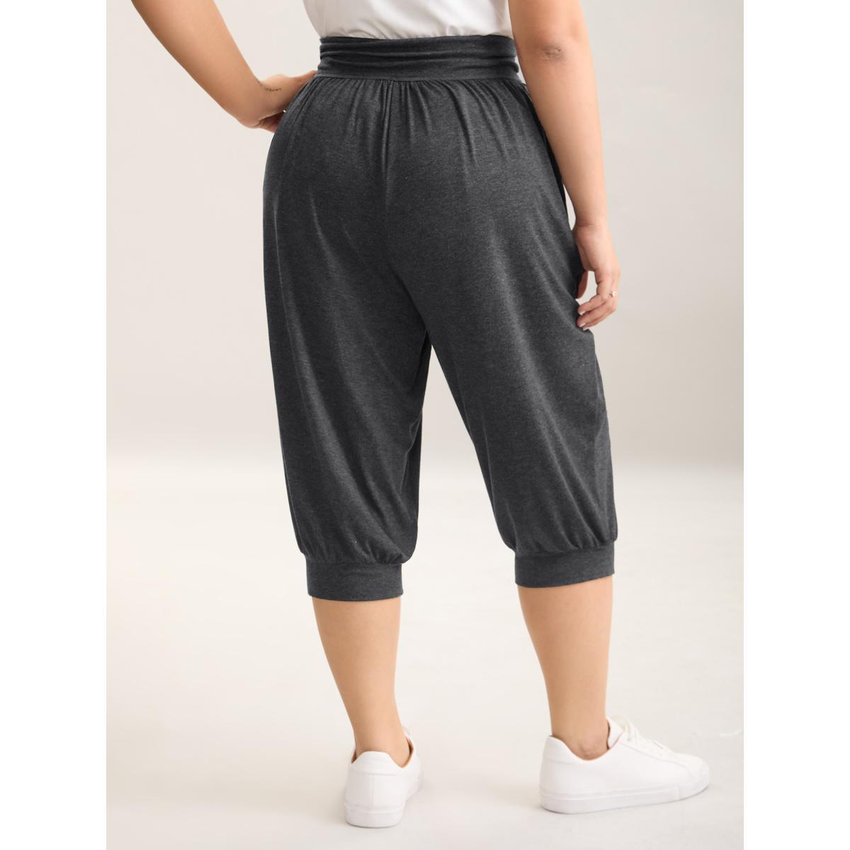Plus Size Heather Stretchy Hem Active Jogger Pants Women DimGray Casual Mid Rise Everyday-Casual Pants BloomChic 10/M Product Image