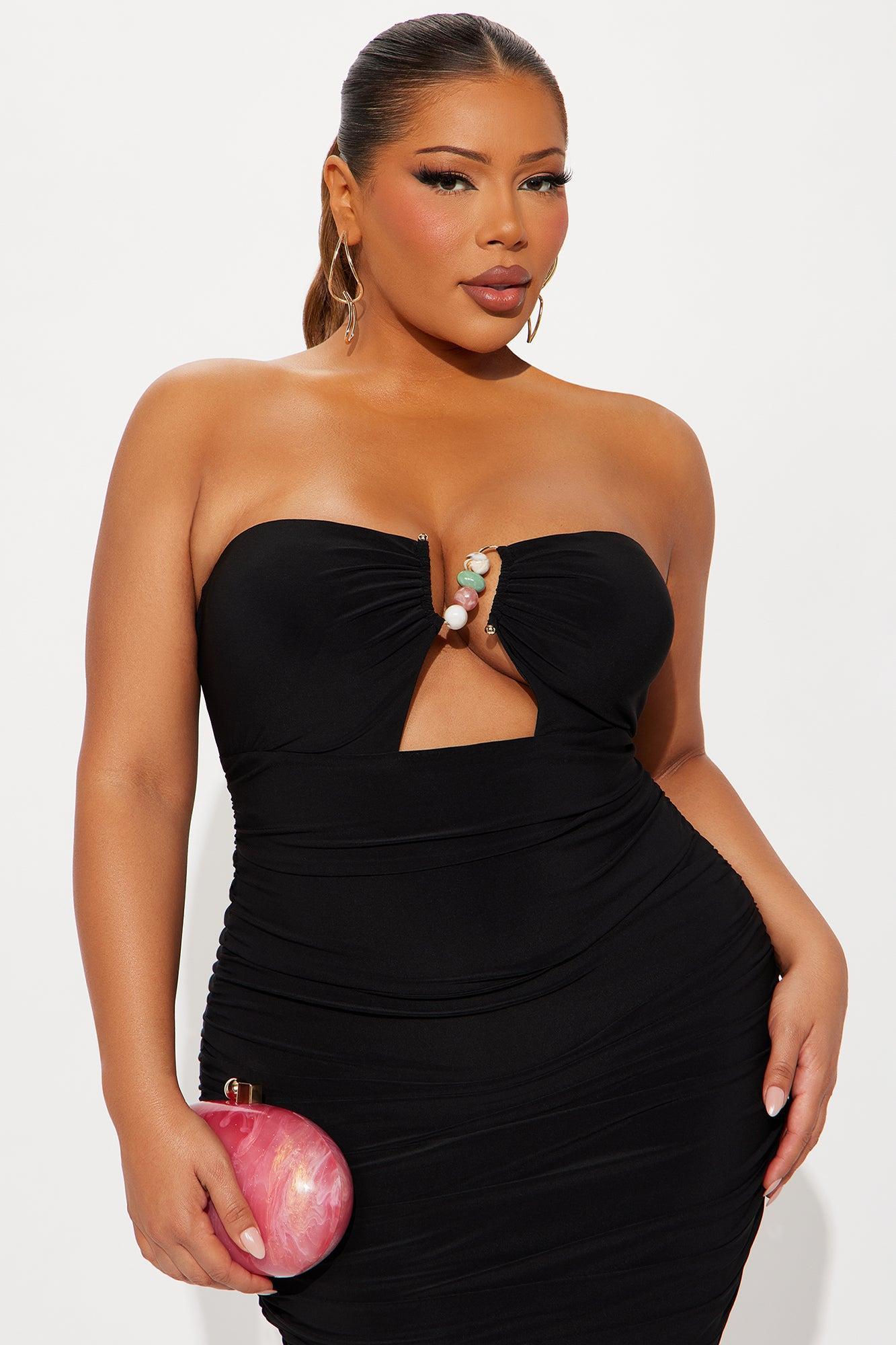 Jazlyn Hardware Ruched Midi Dress - Black Female Product Image