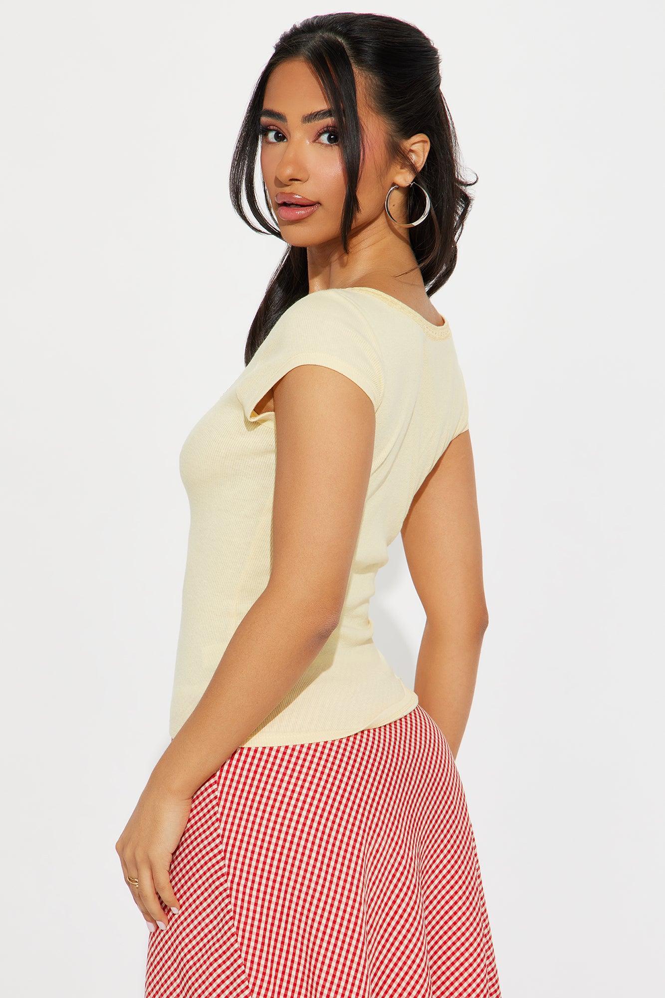 Adored By You Short Sleeve Top - Yellow Product Image