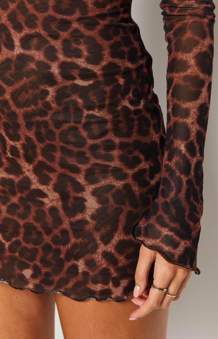 Kitta Leopard Print Long Sleeve Mini Dress Girls Product Image